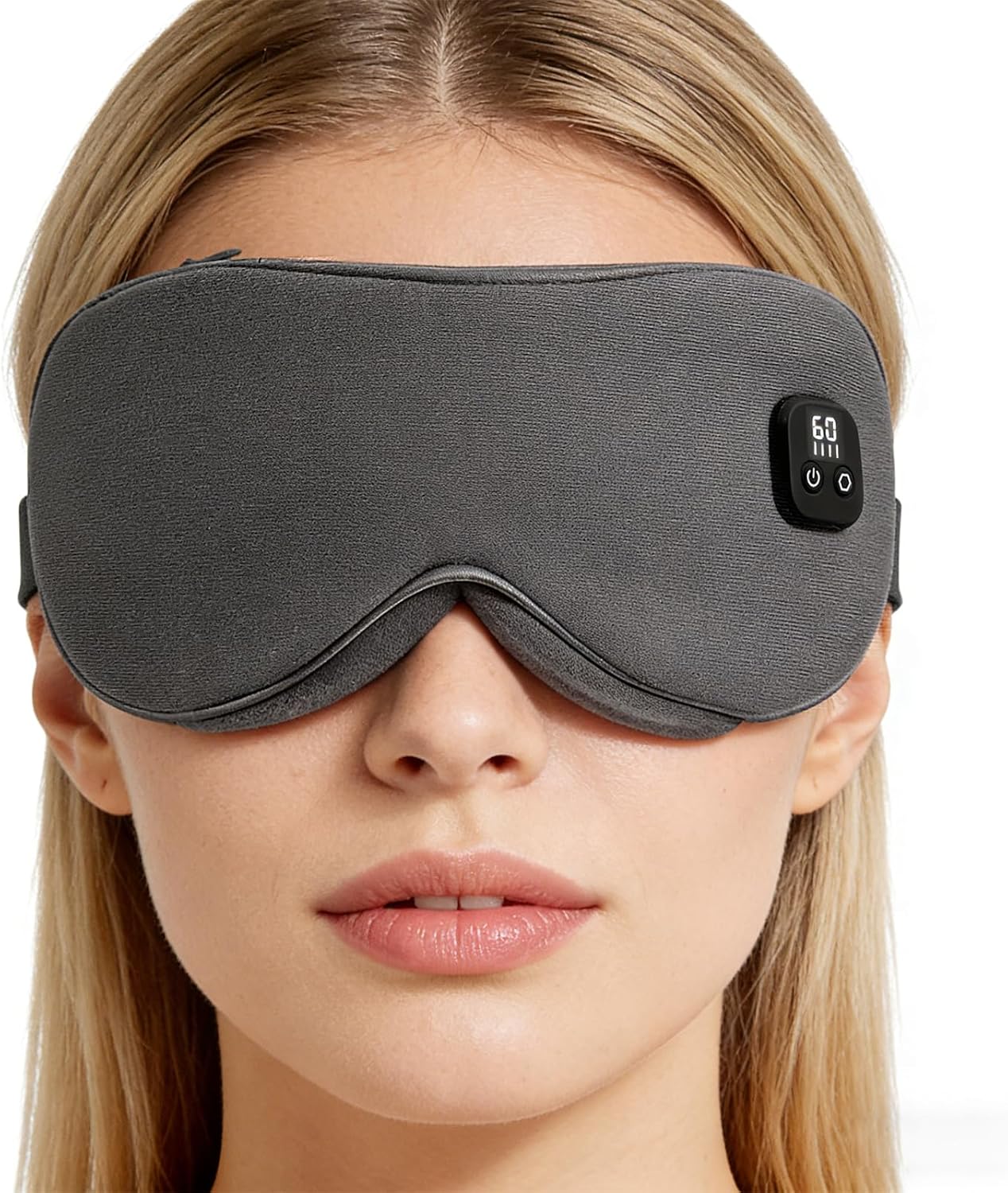 Heated Eye Mask - Warm Compress for Dry Eyes & Blepharitis | Cordless with 4 Temperature Modes & Timer, 100% Cotton Cover, Dark Grey