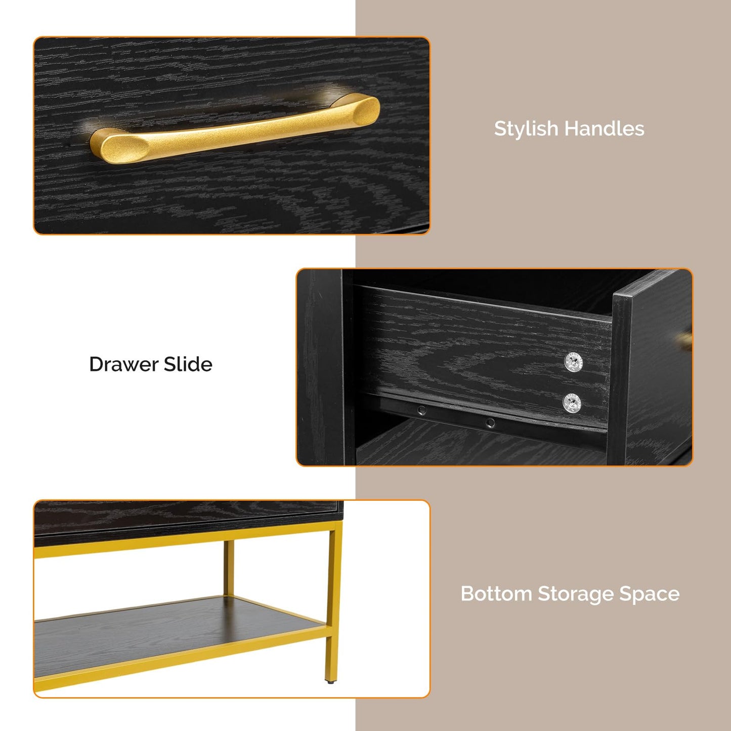 OmySalon Salon Station, Barber Station with 3 Drawers & 3 Hair Dryer Holders, Free Standing Cabinet with Open Shelf, Storage Styling Stations for Barbershop Beauty SPA, Black