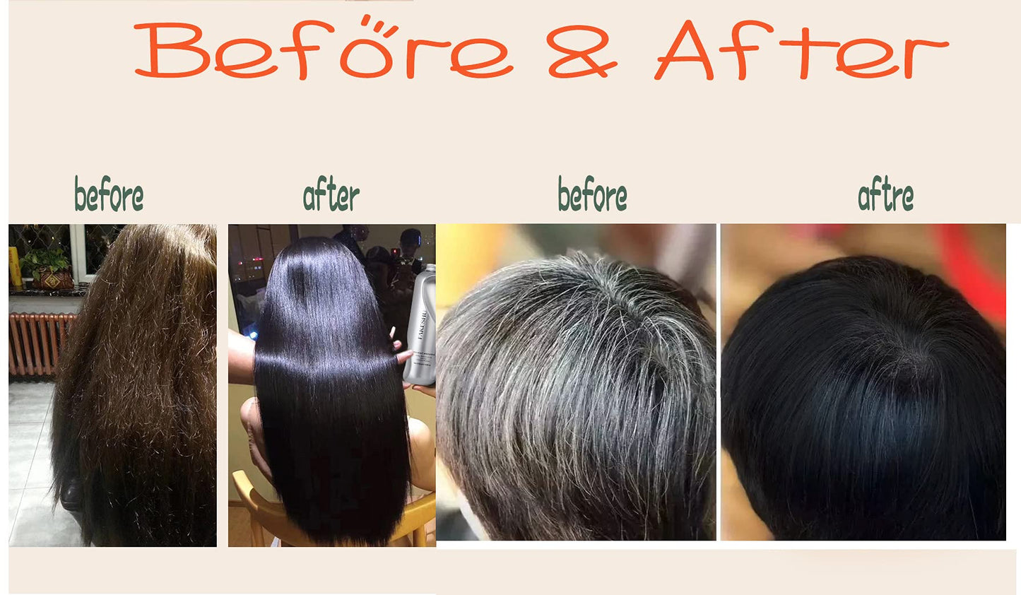 YIZHONG Black Hair Dye Shampoo Permanent, Natural Black