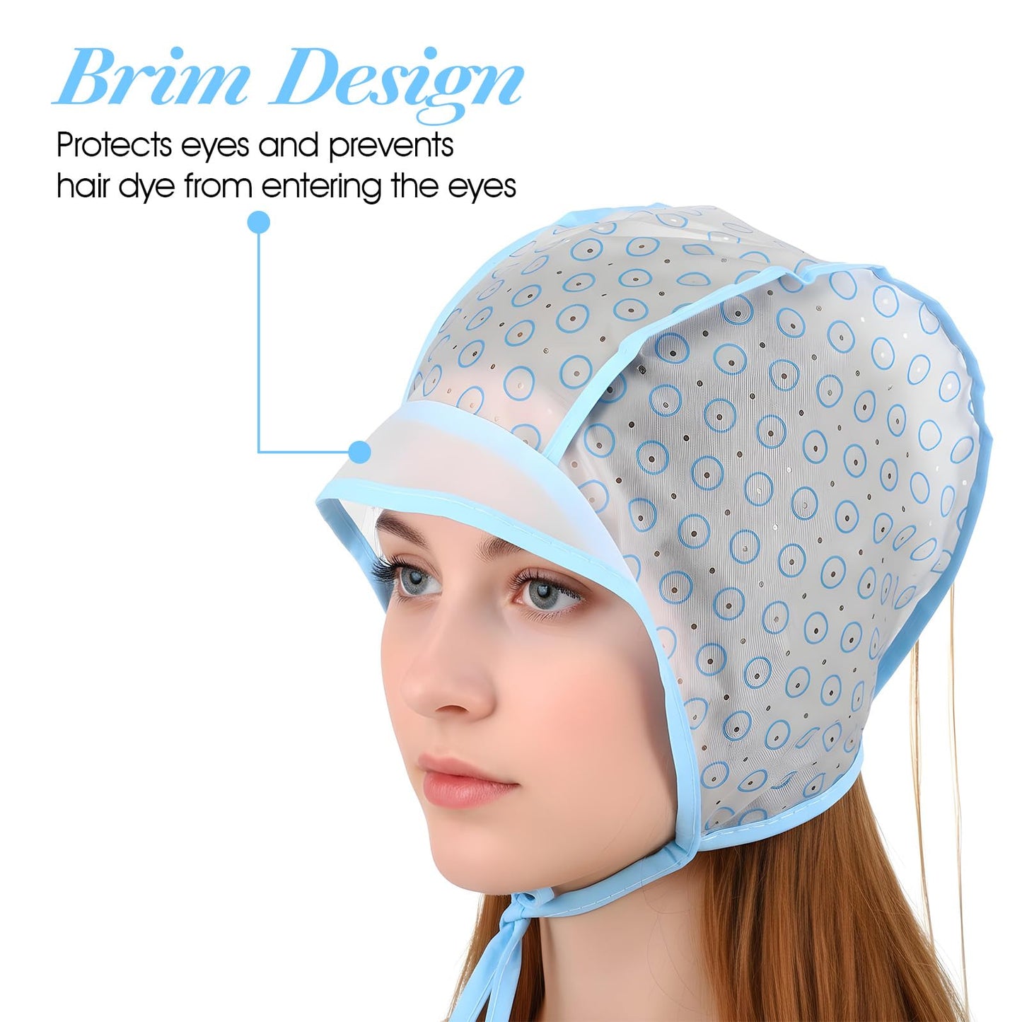 Hair Highlight Cap Blue Hair Highlighting Cap Kit Coloring Frosting Dye Kit with Plastic Crochet Hook Highlight Caps for Salon DIY Dyeing Hairdressing