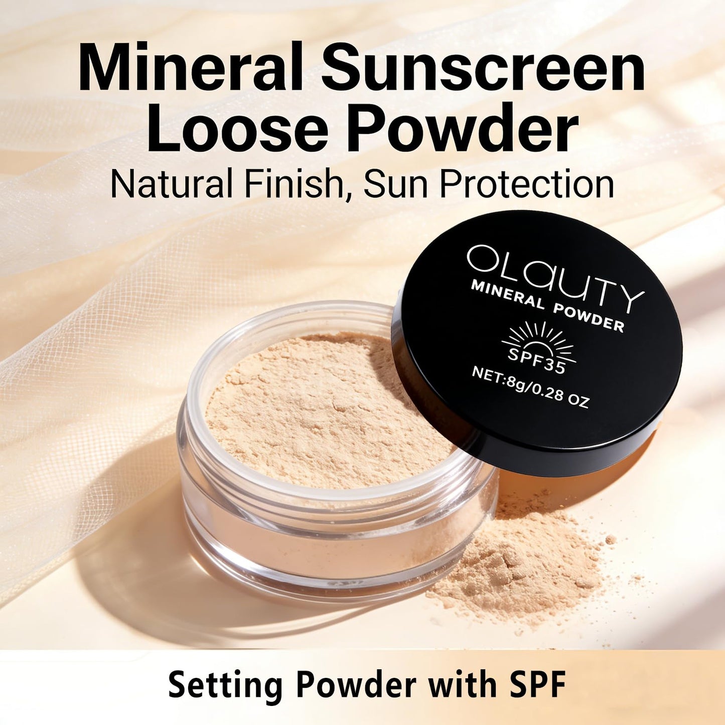 Mineral Loose Powder Foundation SPF 35,Sunscreen Face Setting Powder Makeup,Buildable Coverage,Lightweight Blurring Oil Control Natural Matte Finish for Face & Scalp(#01 Fair Light)