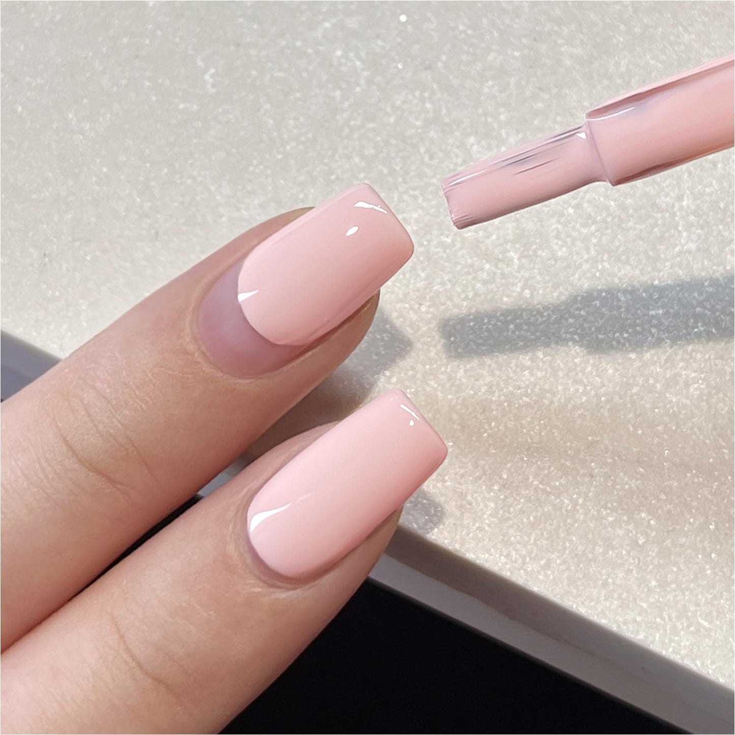 Sheer Light Pink Gel Nail Polish - 16ml UV Cure Jelly Milky White Peach for DIY Manicure & Pedicure