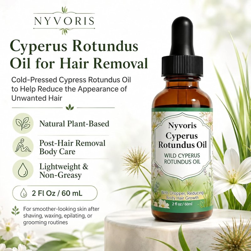 Cyperus Rotundus Oil for Hair Removal - Cold-Pressed Natural Plant Oil, 2 Fl Oz | Reduce Unwanted Hair