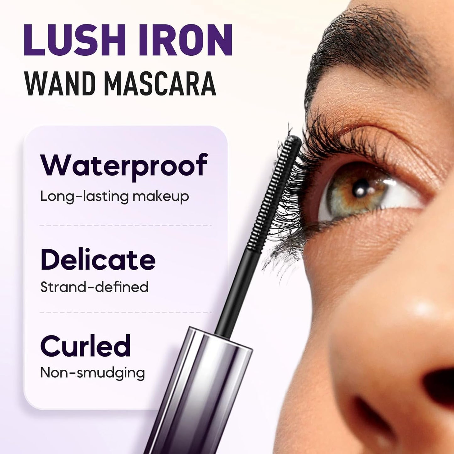 Brushless Metal Wand Mascara - Waterproof 3D Curling Eyelash Iron | Long-Lasting, No Flaking, Black