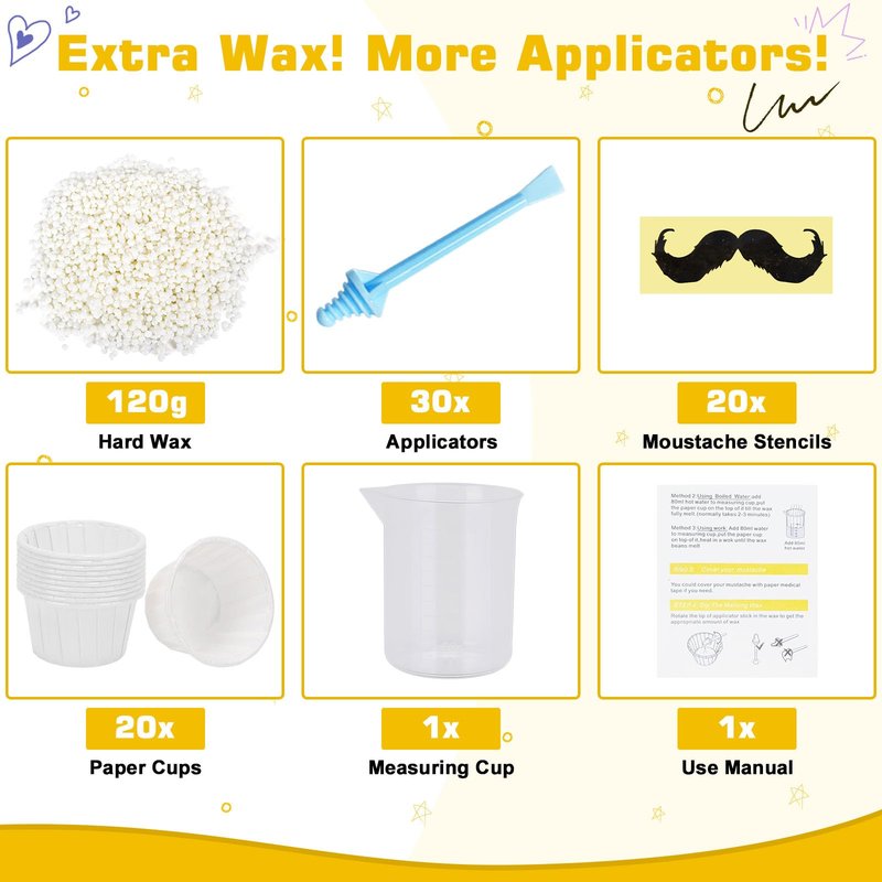 Auperwel Nose Wax Kit - 120g Wax, 30 Applicators for Quick & Painless Nose Hair Removal, Long Lasting, Perfect for Men and Women, 20-30 Uses - Blue