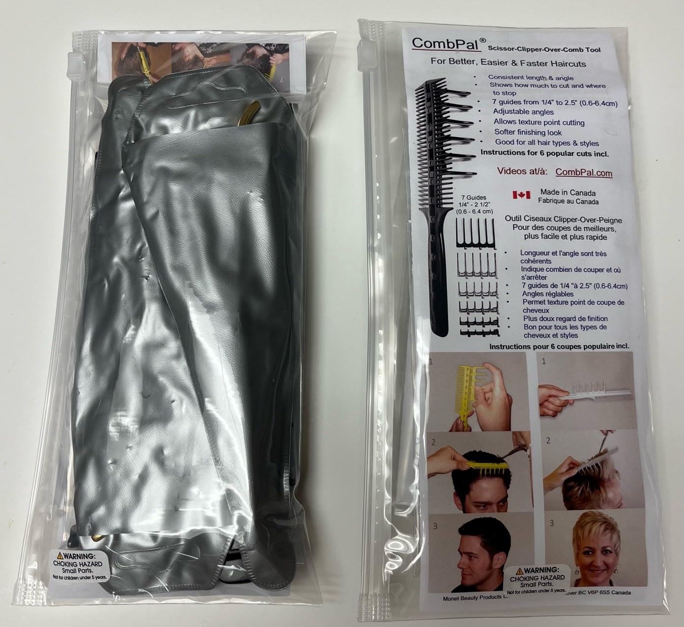 CombPal Scissor Clipper Over Comb Hair Cutting Tool - Barber Hair Cutting kit - DIY Home Hair Cutting Guide Comb Set (Jumbo Value-Pack, Black)