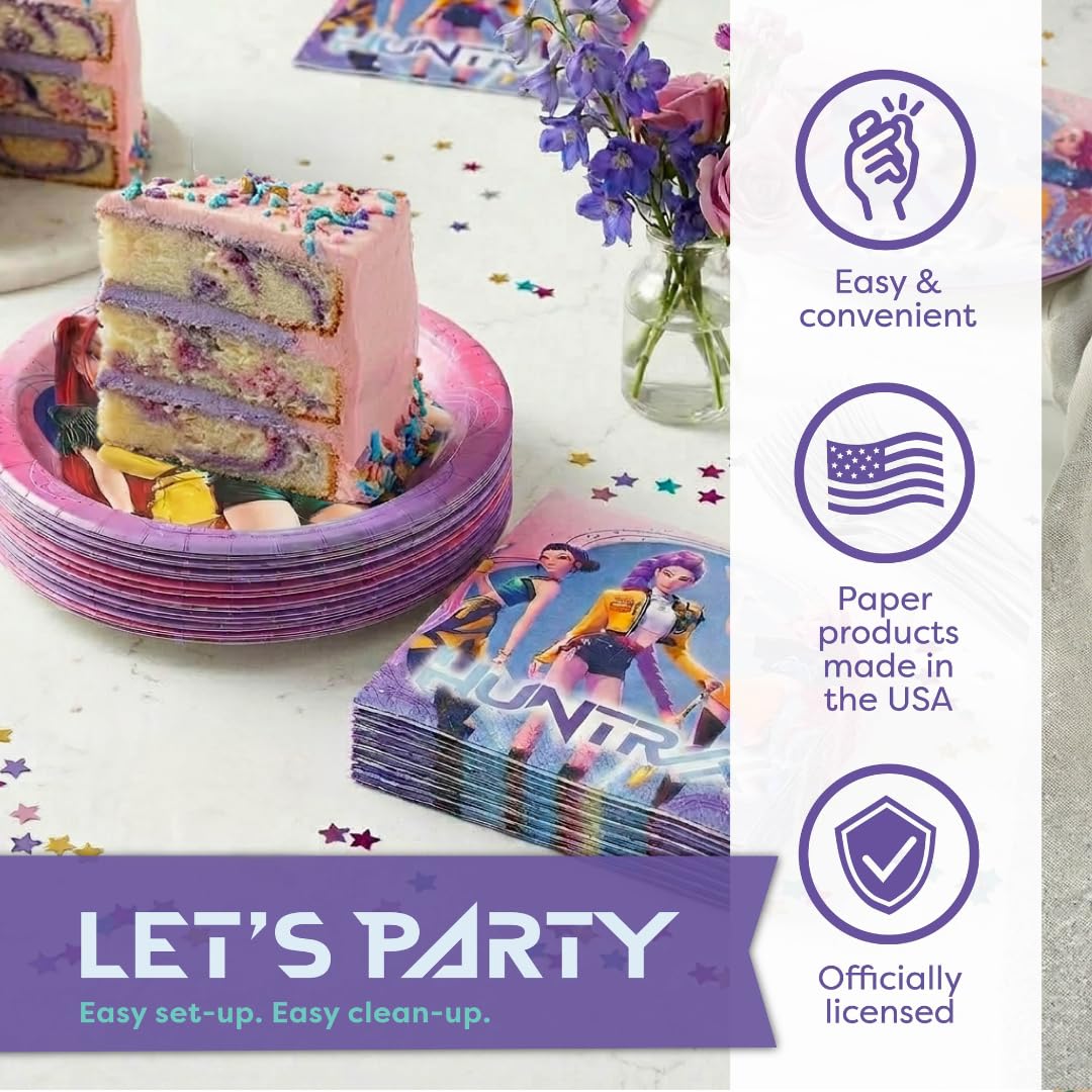 KPop Plates and Napkins - 32 Pack | Dessert-Sized | KPop Demon Hunters Birthday Decorations | K Pop Demon Hunters Party Decorations | Officially Licensed