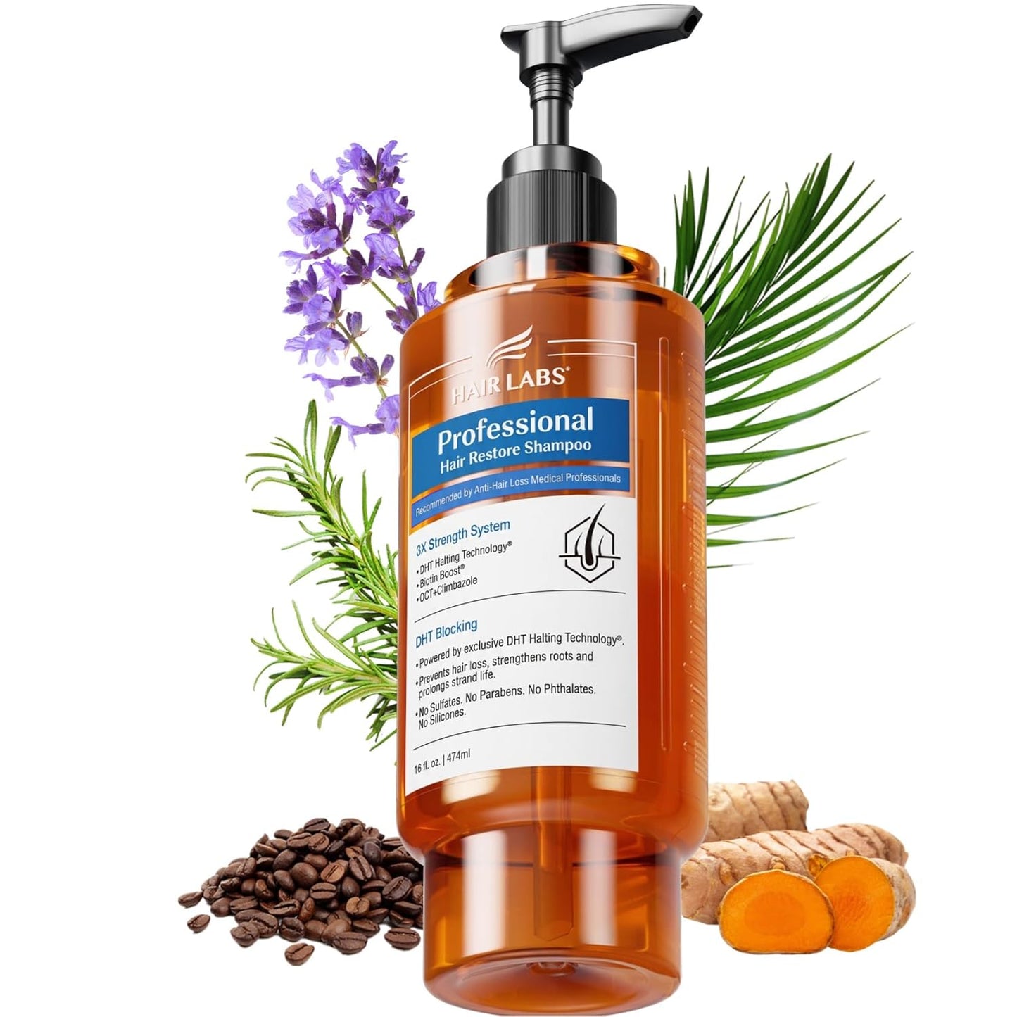 Hair Restore Shampoo - Professional Strength DHT Blocker for Hair Loss & Thinning | Biotin & Rosemary Oil, 16 Fl Oz