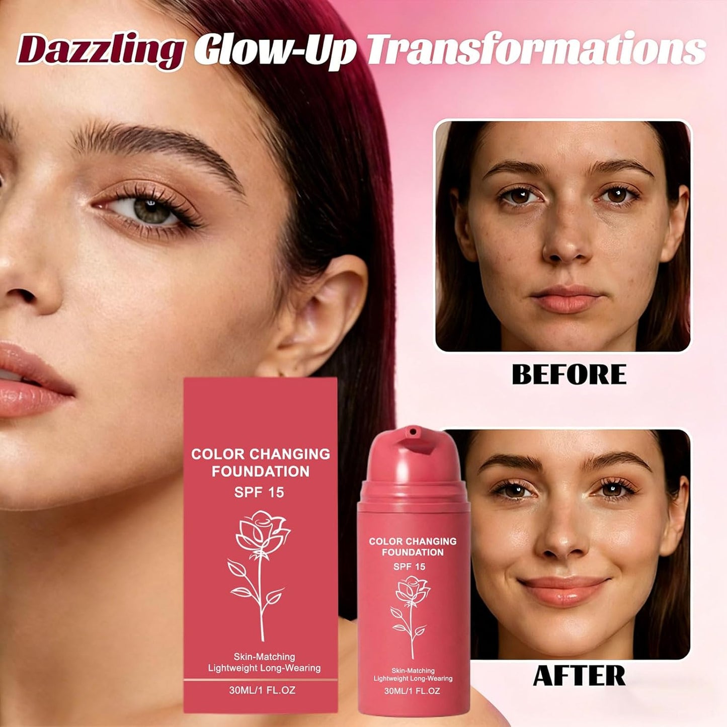Korean Color Changing Foundation - Hydrating Makeup for Mature Skin | Conceals Fine Lines & Wrinkles (1PC)