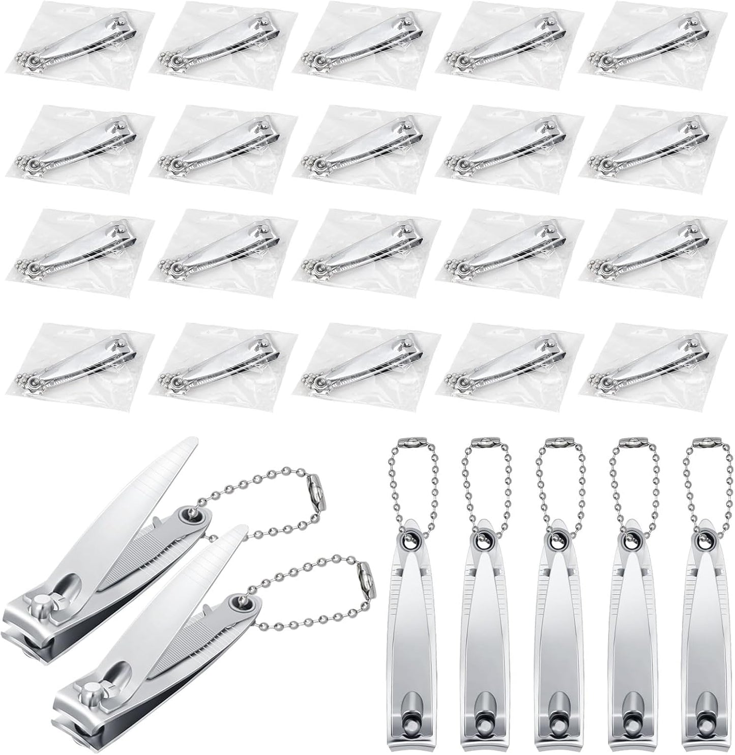 Nail Clippers Bulk - Fingernail Clippers with File | Individually Wrapped for Travel & Charities (50-Pack)