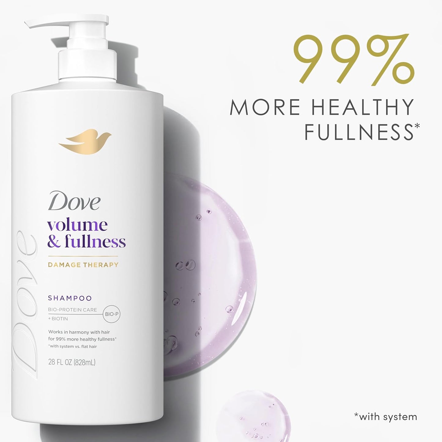 Dove Shampoo for Volume & Fullness - Bio-Protein Care Technology, Biotin | 28 Fl Oz for Fine, Thin Hair