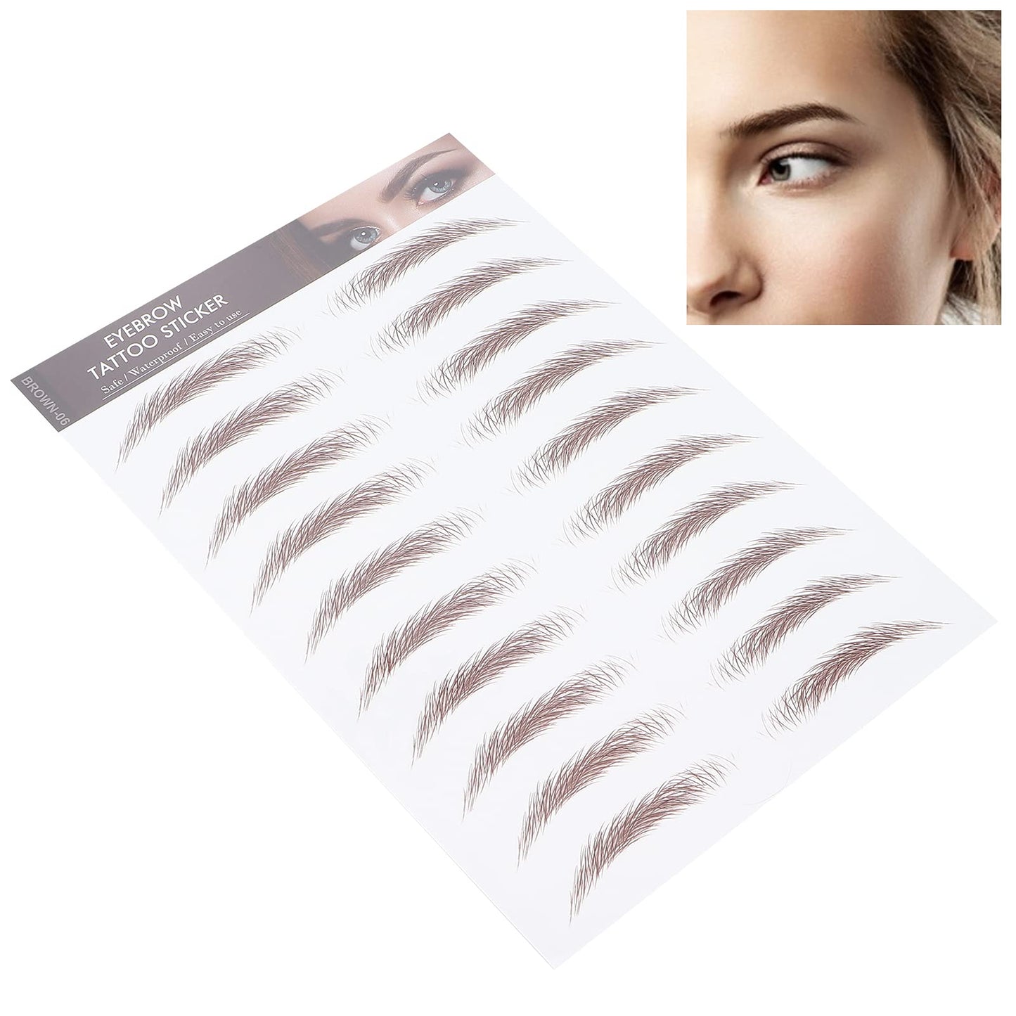 6D Eyebrow Sticker Professional Eyebrow Transfer Sticker Eyebrow Makeup Tool for Women and Girls (Brown)(BROWN-06)