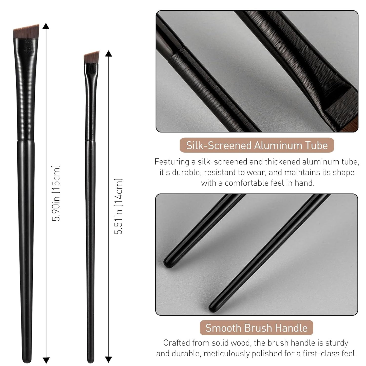 Fine Angled Eyeliner Brushes - 4 Pack Ultra Thin Slanted Design for Precise Application | Black
