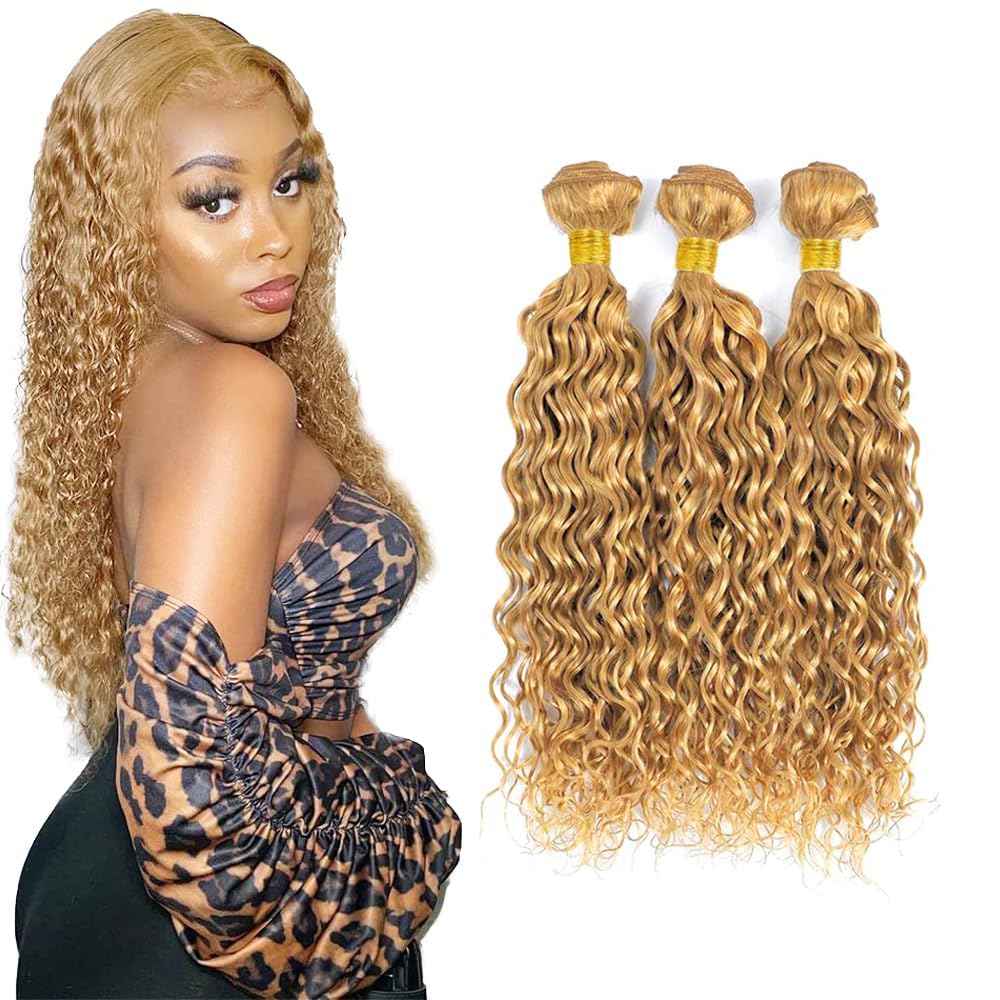 32 32 32 Inch DiexrLamx Blonde Bundles Human Hair Honey Blonde Curly Bundle #27 Loose Wave Bundle Brazilian Virgin Hair 3 Bundles