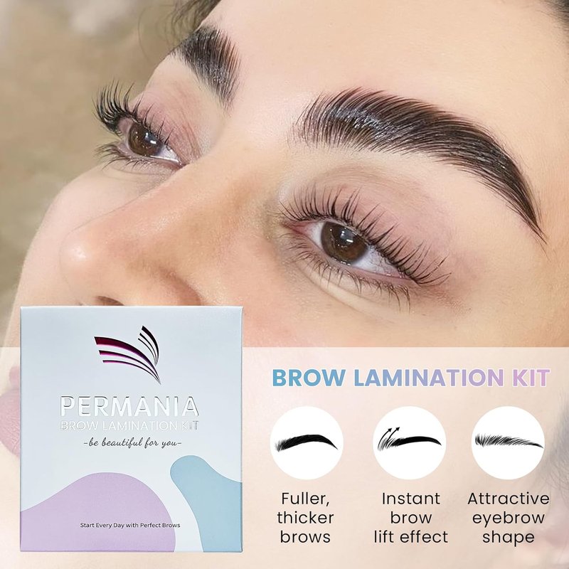 Brow Lamination Kit - Instant Perm for Fuller, Thicker Eyebrows | Lasts 4 Weeks with Glue Balm
