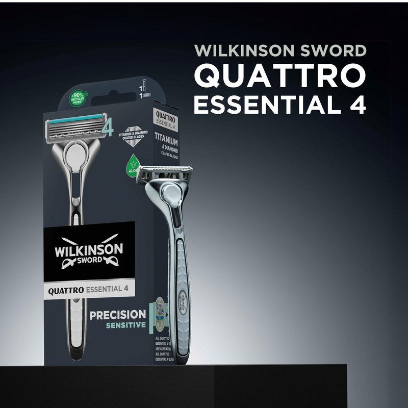 Wilkinson Sword Quattro Titanium Sensitive 4 Razors + 1 Blade – Pack of 5)