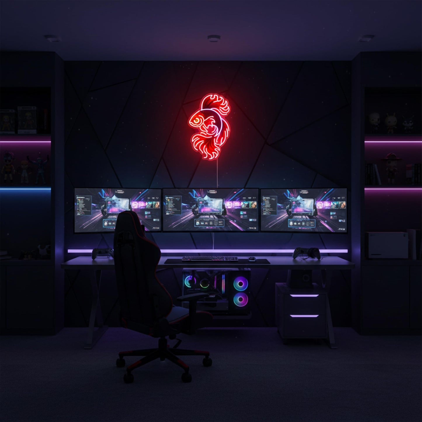 Koi Fish Neon Sign Japanese Neon Light Japanese Symbol of Prosperity Resilience & Good Luck LED Art Koi Lover Gift for Gaming Room Bedroom Fish Night Lamp