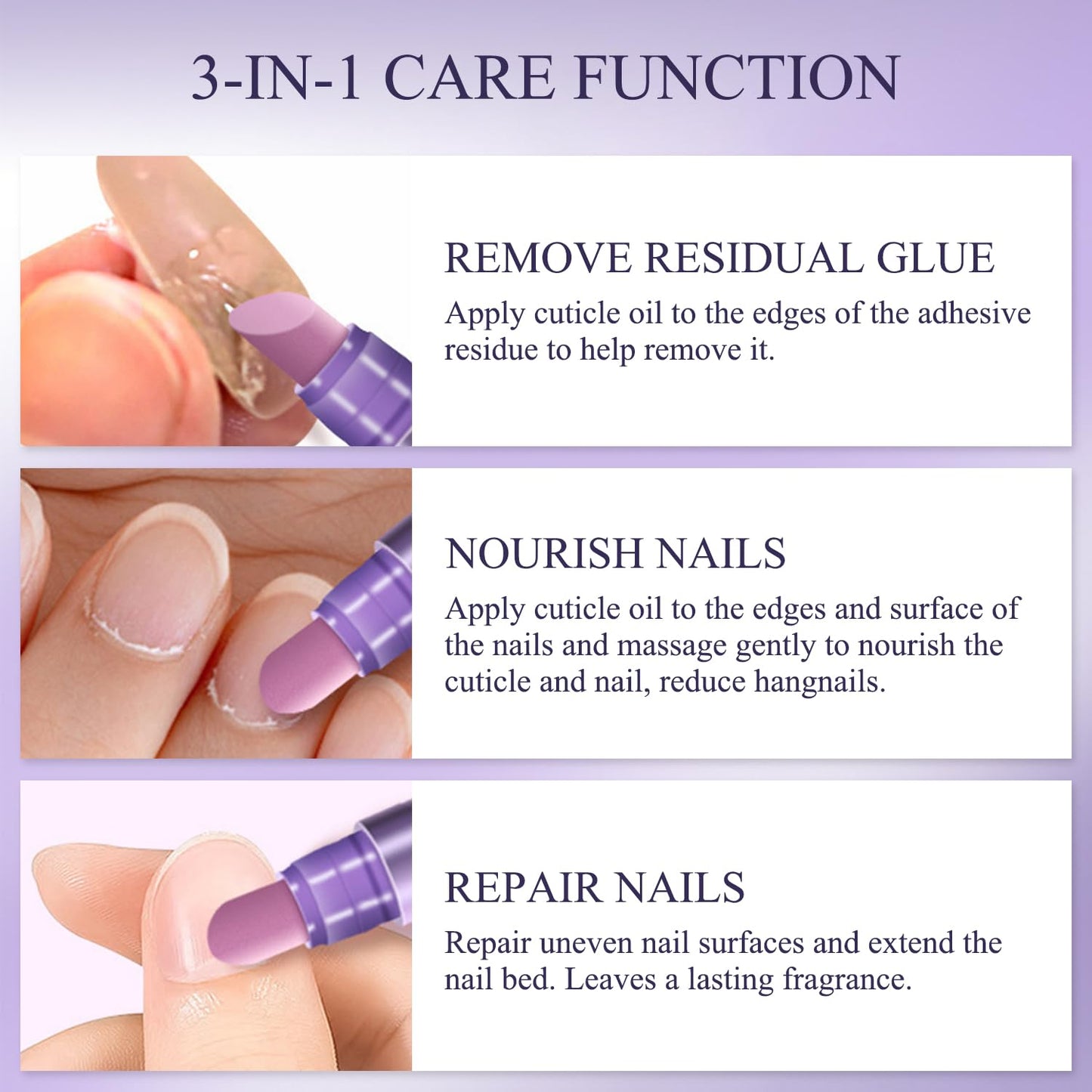 3-IN-1 Cuticle Oil Pen with Ceramic Cuticle Pusher Pen File Dry Care Nail Oil Pen for Nail Strengthener and Growth Moisturize Soften Nail Repair for Damaged Nails Light Fragrance