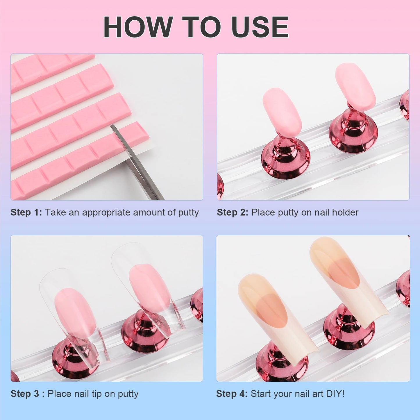 Nail Stand Acrylic Nail Art Display Stand 2 Sets Magnetic Nail Tips Practice Holder Stand DIY Display Stands for False Nail Tip Manicure Tool (Pink)