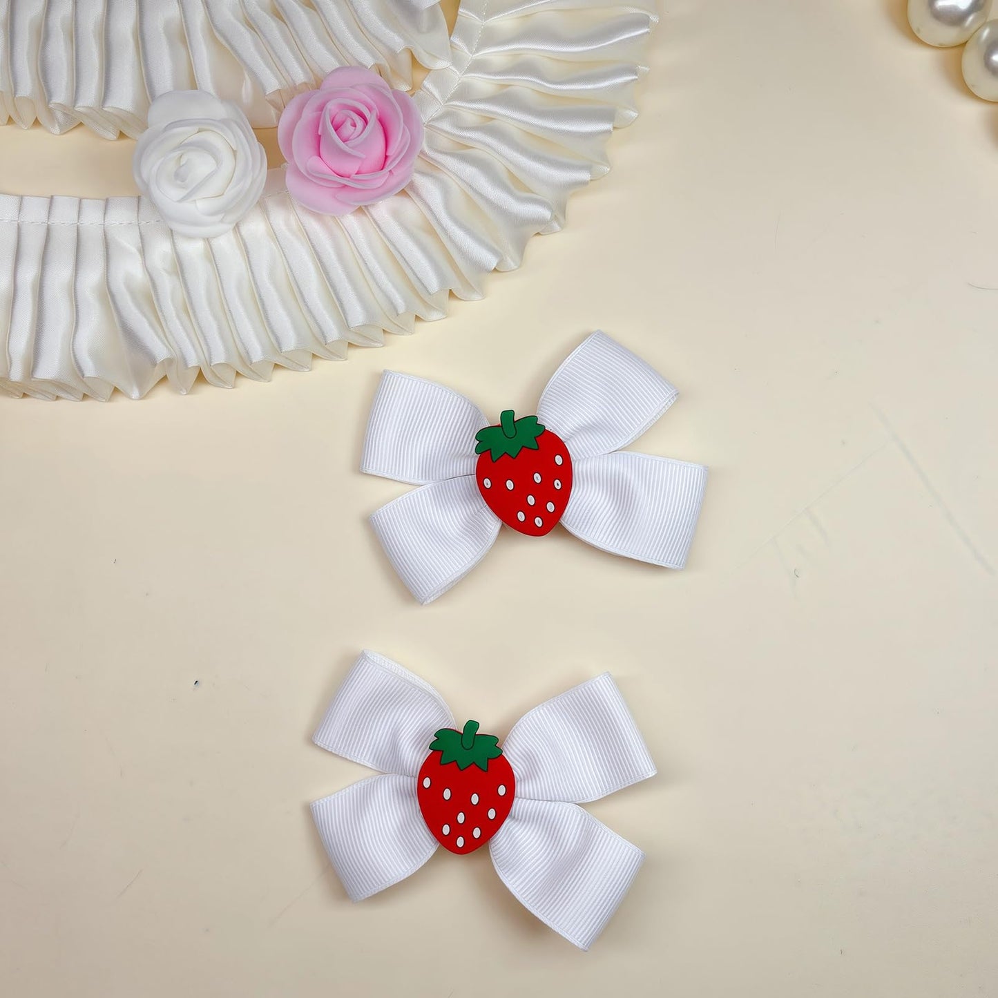 ZOONAI 2Pcs Cute Cherry Strawberry Hair Clips for Baby Girls, Sweet Bowknot Boutique Hair Clip Teens Toddlers Christmas Halloween Headwear Hair Accessories