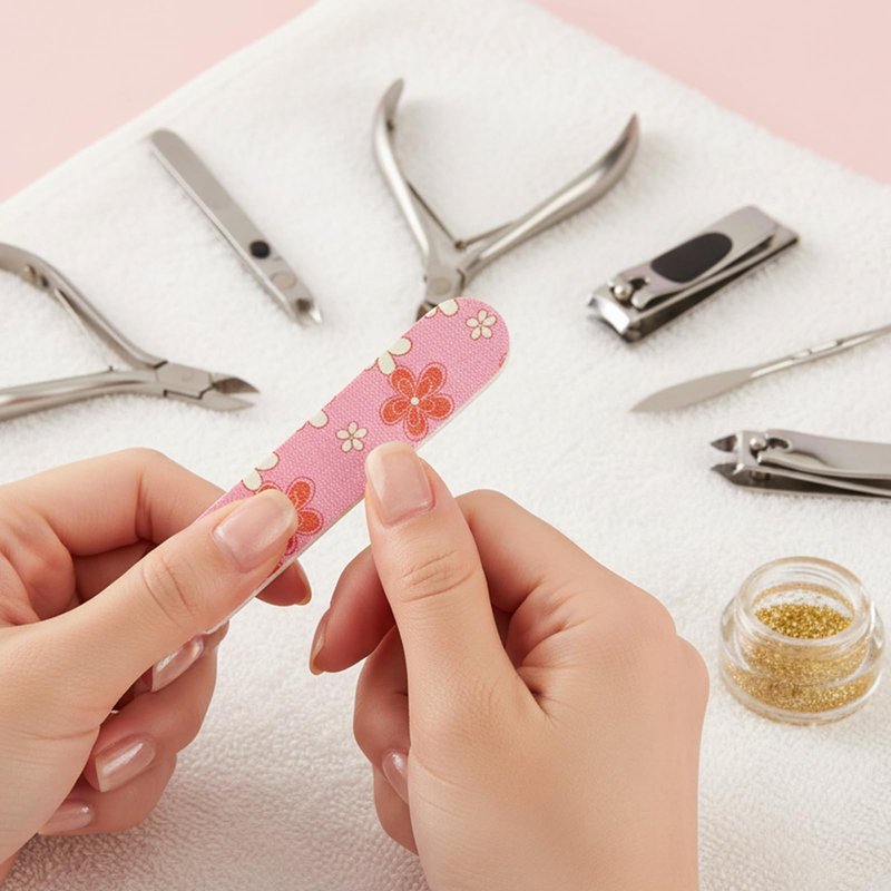 PEOVLVN 20Pcs Mini Nail Files Bulk Emery Boards for Acrylic & Natural Nails Colorful Floral Double Sided Mini Nail Buffer Manicure Tools for Women Girls Home and Salon Use
