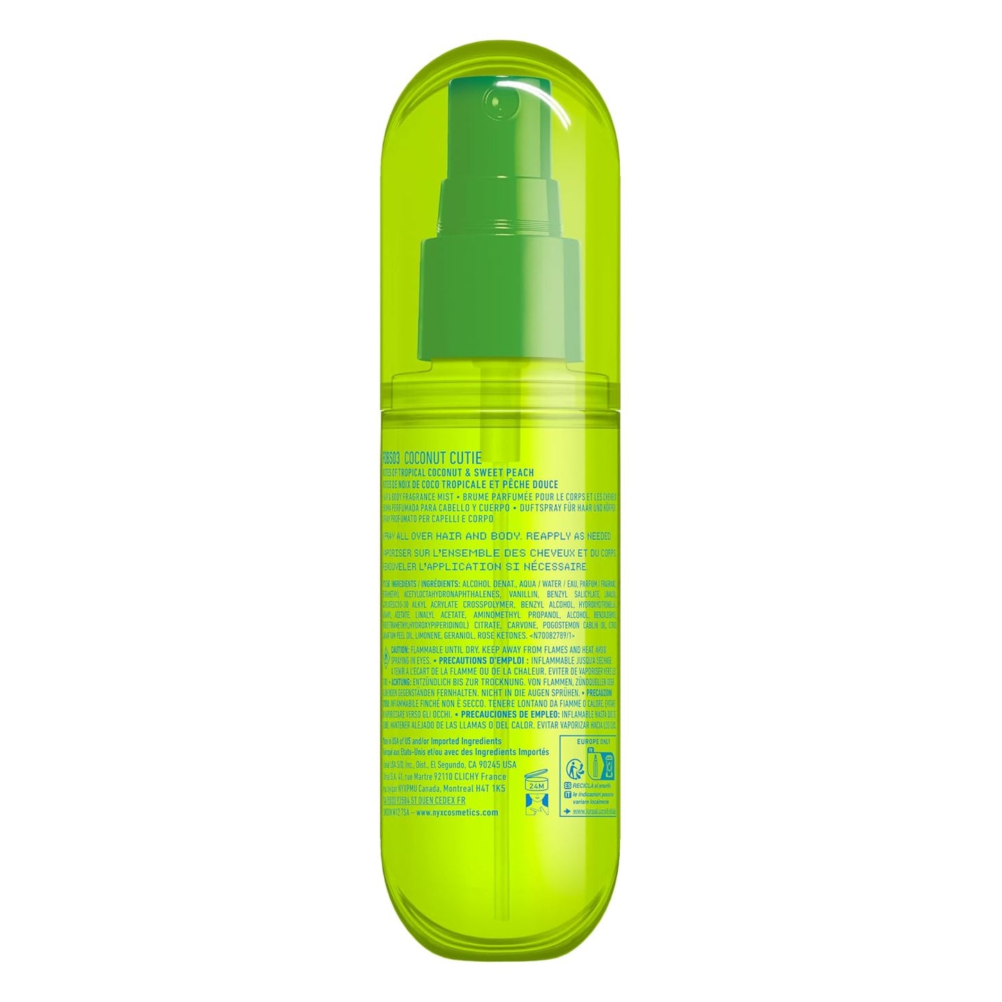 NYX Fat Oil Fragrance Mist - Coconut Cutie Hair & Body Spray | Vegan, Long-Lasting 2.7 fl oz