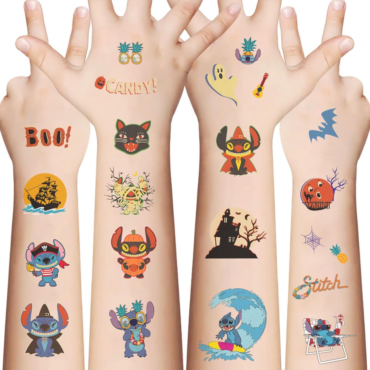 Stitch Temporary Tattoos - 10 Sheets of Fun Cartoon Designs | Perfect for Teen Birthday Parties & Home Activities