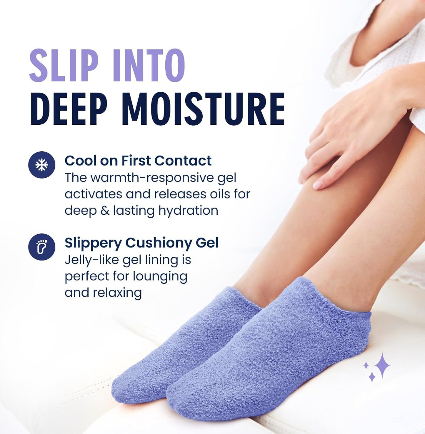 Moisturizing Gel Socks for Men & Women - Treat Dry Feet & Cracked Heels | Full Foot Gel Lining with Mango Butter & Shea Butter (Purple Paradise)