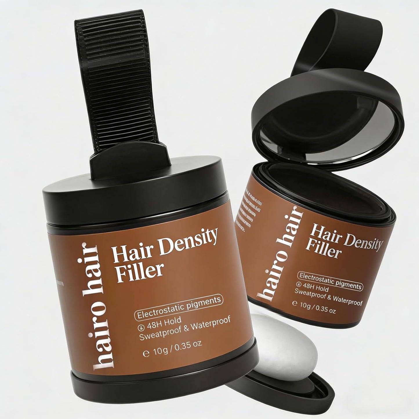 Hair Density Filler - 24-Hour Stain-Proof Hairline Powder for Bald Spot Concealment | Instant Coverage for Men & Women, Waterproof, Black*2