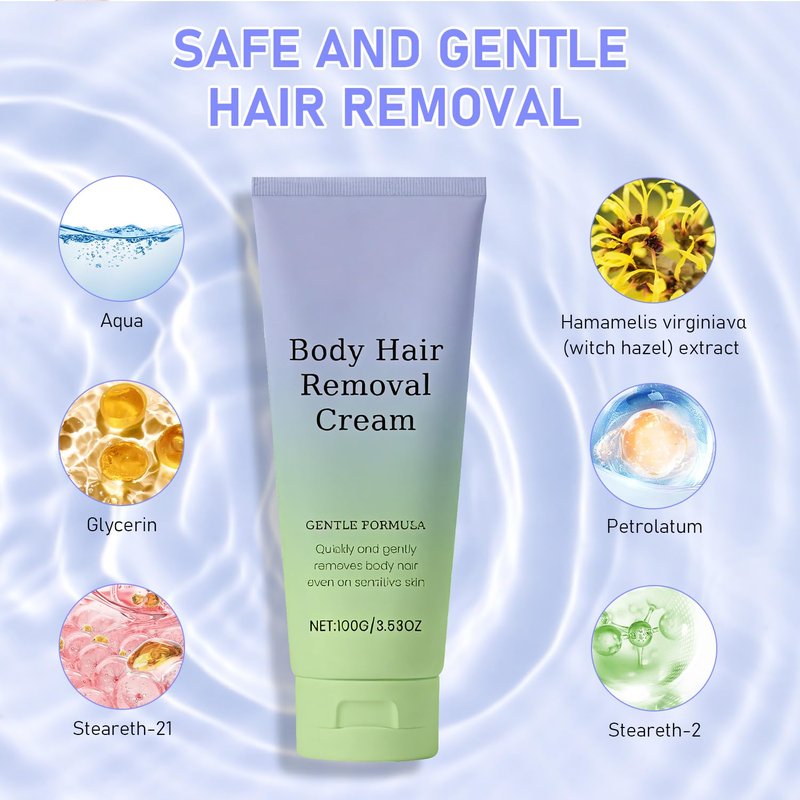 Body Hair Removal Cream with Spatula Applicator, Hair Removal Cream For Sensitive Skin, Gentle Formula, for All Skin