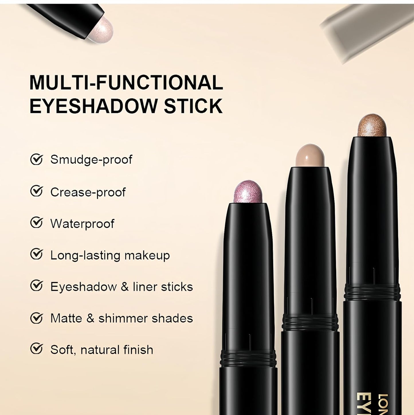 Cream Eyeshadow Stick - Silky Smooth Matte & Shimmer Finish | Waterproof & Long-Lasting, 10 Colors Available