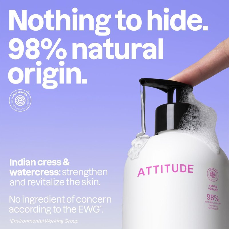 ATTITUDE Liquid Hand Soap - EWG Verified Vegan Formula | Coconut & Wild Berries Scent, 16 Fl Oz