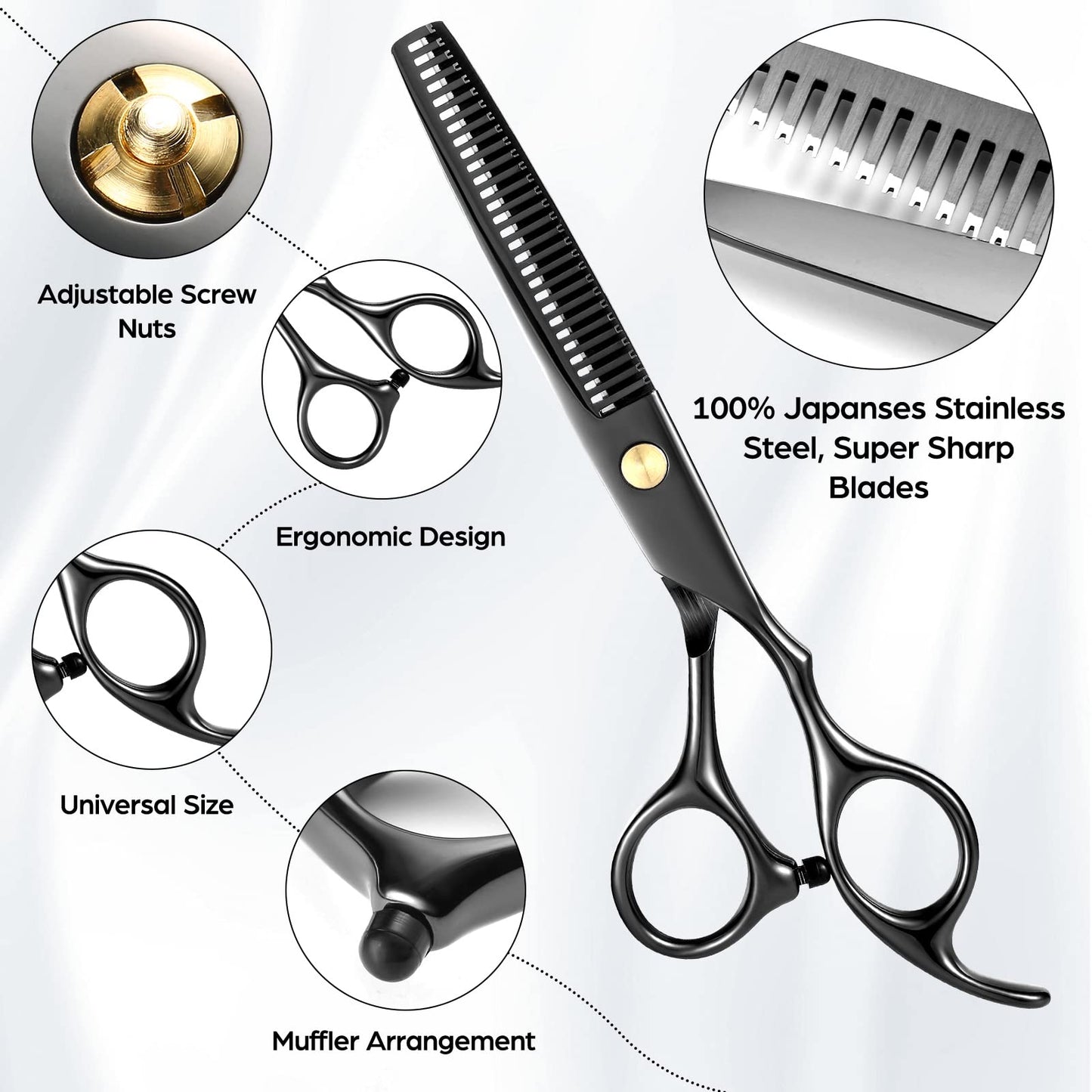 Wenshall Hair Cutting Scissors Professional 6.89 inch Barber Scissors Multifunctional Salon Thinning Scissors Straight Shears Tools for Mother Father Friends' Christmas Gift