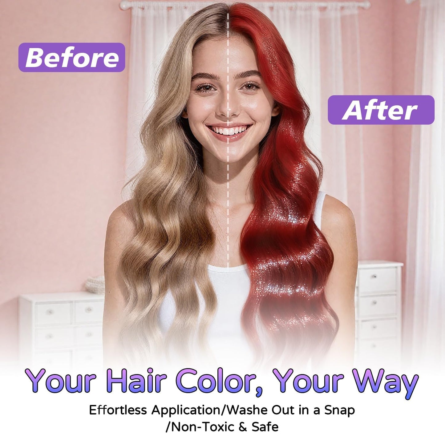Glitter Hair Chalk Set - 12 Vibrant Colors for Temporary Sparkle | Safe, Non-Toxic & Easily Washable - Perfect for Parties & Events
