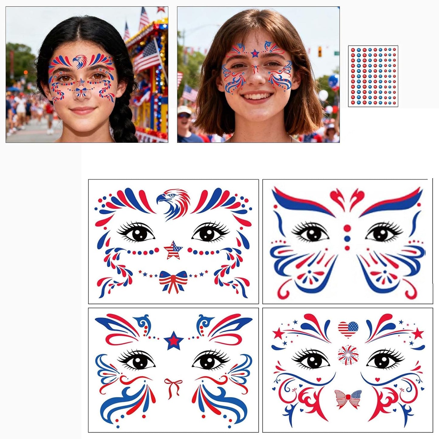 Soccer Temporary Tattoos - Waterproof Cartoon Face Stickers | 6 Fun Styles for Party Makeup