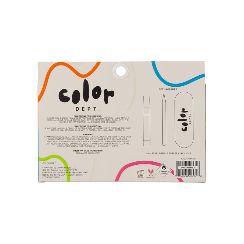 Color Surge Faux Nails - Short Almond Press-On Nails with Pearl Iridescent Finish | Rainbow Stripe Design Acrylic Nail Kit for Women