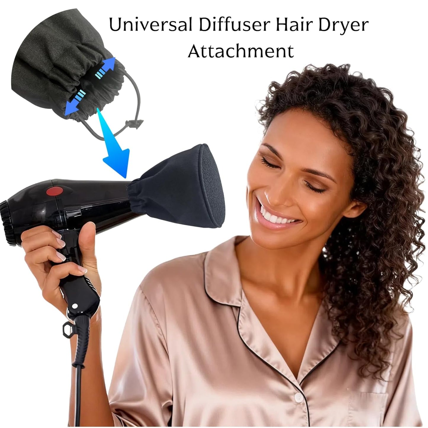 Universal Hair Dryer Diffuser Attachment - Reduce Damage & Frizz | Travel-Friendly Design