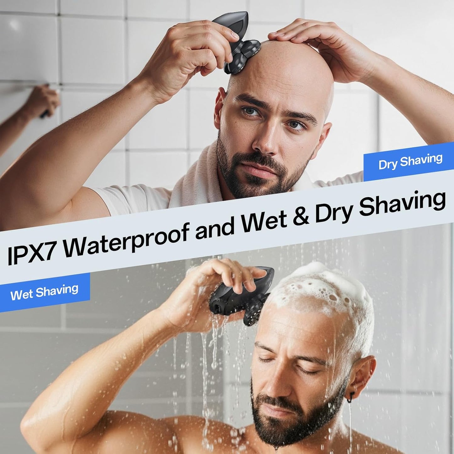 Electric Razor for Men - Cordless Rechargeable Wet/Dry Head & Body Shaver | Waterproof Rotary Blades, Gray