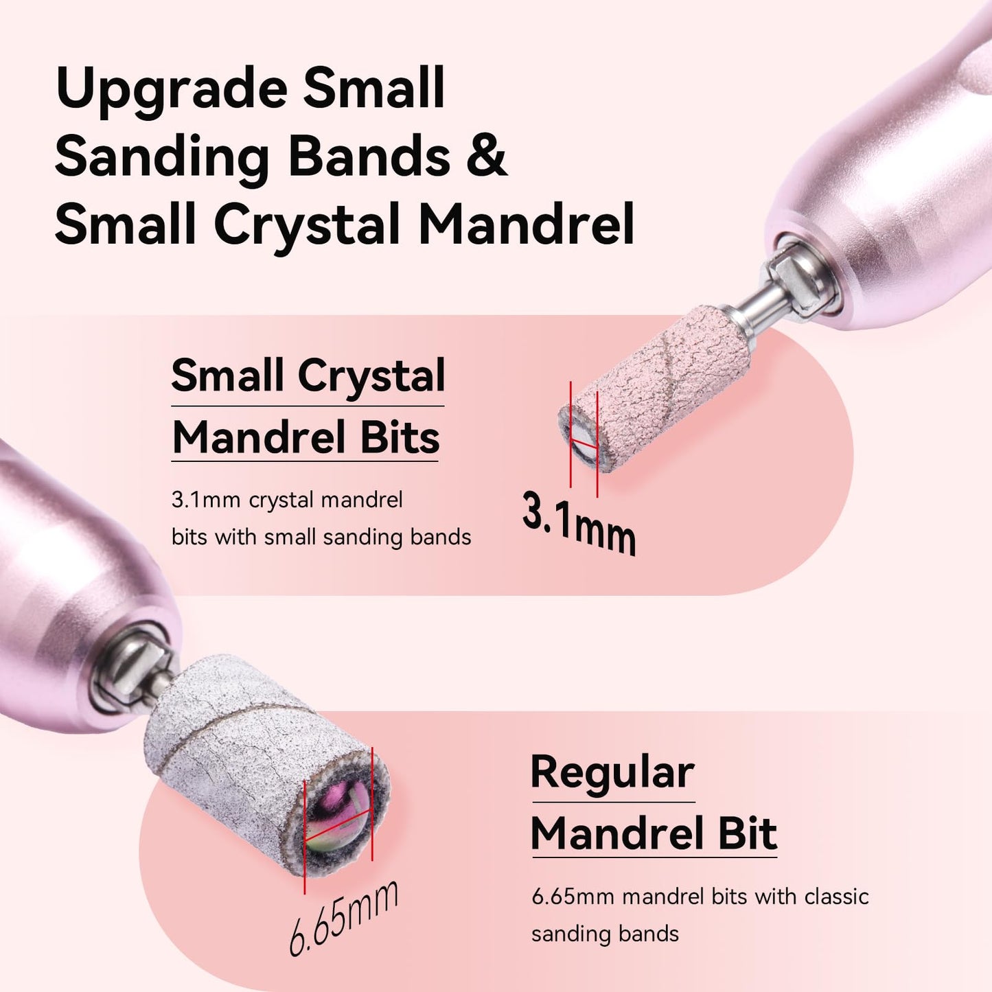 Makartt Nail Drill Bits Sanding Bands for Nail Drill, 100Pcs 4 Color Coarse Fine 80/120/180/240 Grit File Sand with 3.1mm Mini Mandrel Nail Bit Set for Acrylic Nails Gel Manicures and Pedicure