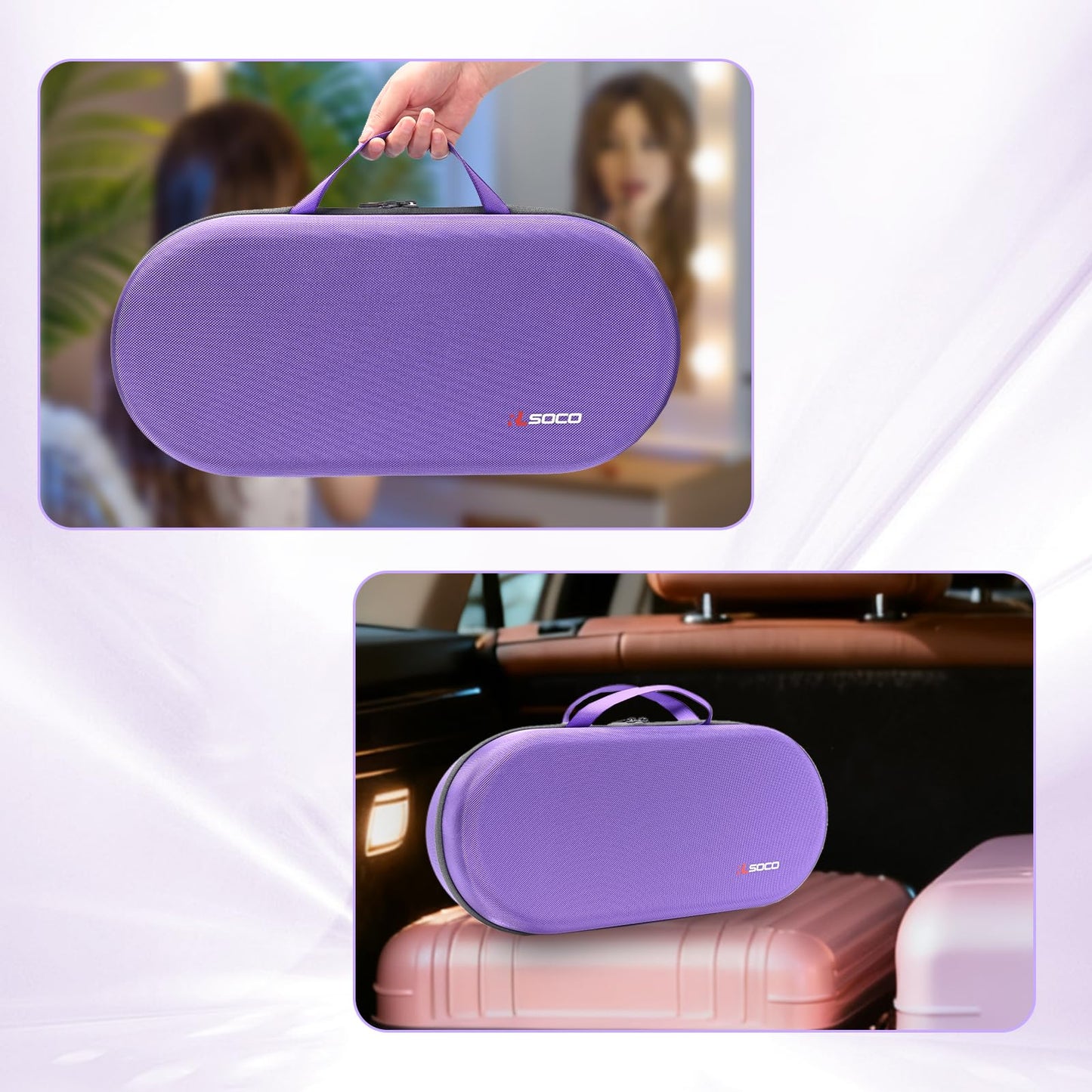 RLSOCO Hard Case for Dyson Airwrap i.d./Airwrap Co-anda2x Multi-Styler and Dryer - Fits 4pcs Long Barrels or Short Barrels - Violet (Case Only,Hair Styler is not Included)