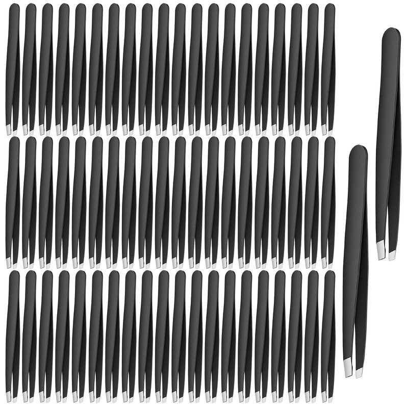 80 Pieces Eyebrow Tweezers, Stainless Steel Slanted Tip Precision Lash Tweezers Bulk For Facial Hair, Ingrown Hair, and Blackhead Removal