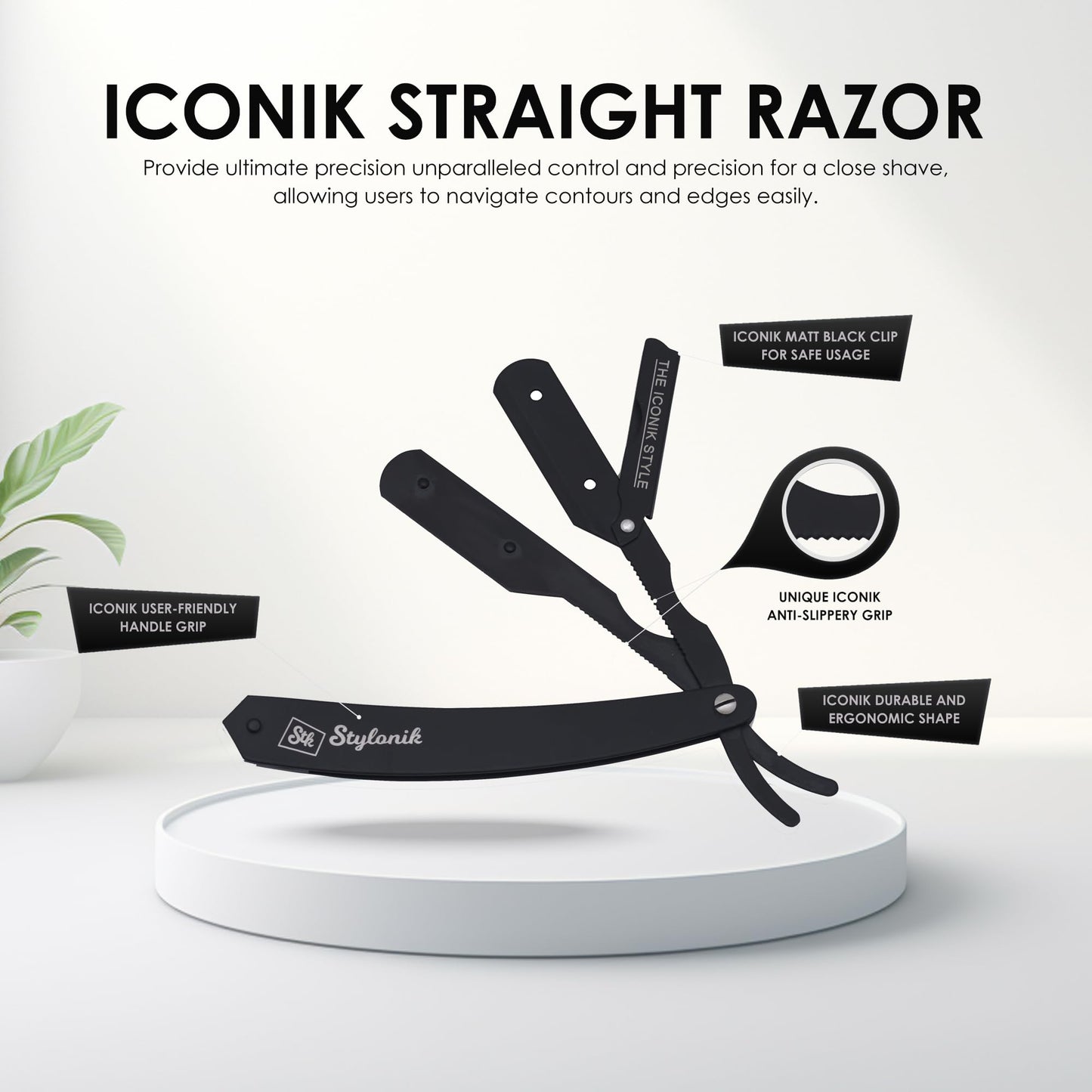 Stylonik Straight Razor for Men – Professional Straight Edge Razor Kit for Men with 60 Single/30 Double Sided Straight Razor Blades and Barber Razor Leather Case