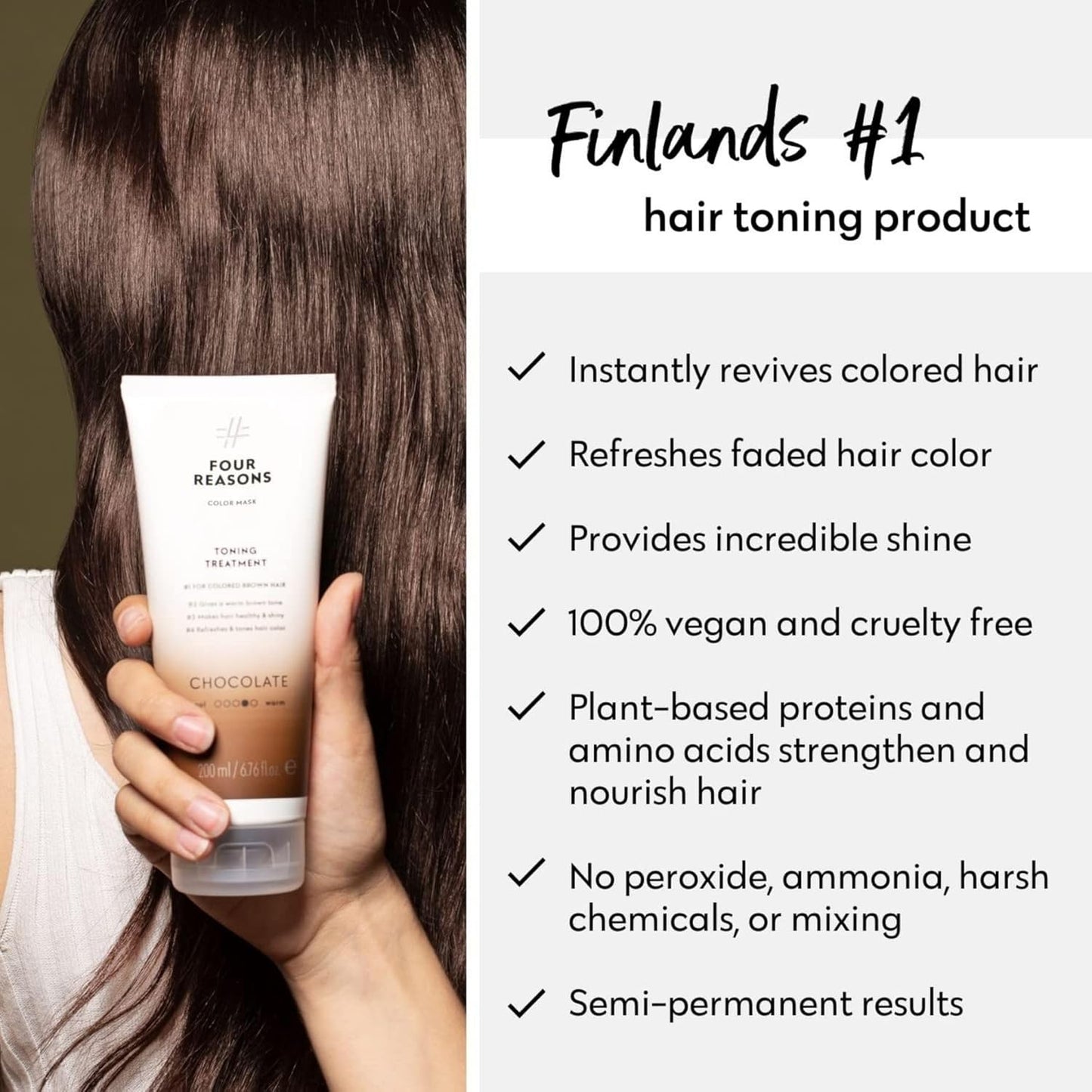 Color Mask - Chocolate | Semi-Permanent Hair Toner for Color-Treated Hair - Vegan & Cruelty-Free - 6.76 fl oz