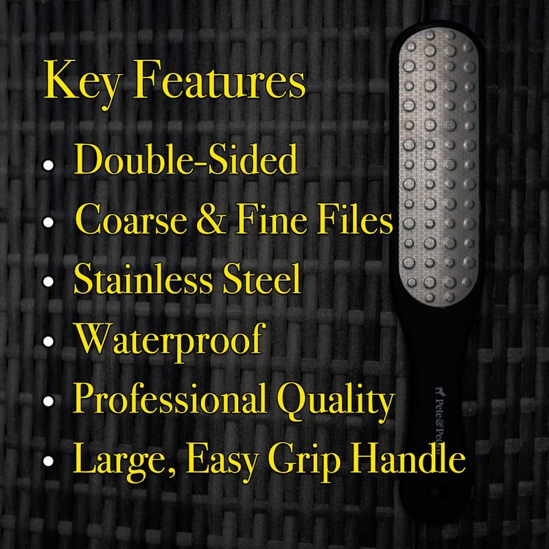 Pete & Pedro Double Sided Foot File - Men & Women Stainless Steel Pedicure Tool | Foot Care Metal Heel Scraper, Rasp, and Callus Remover | As Seen on Shark Tank