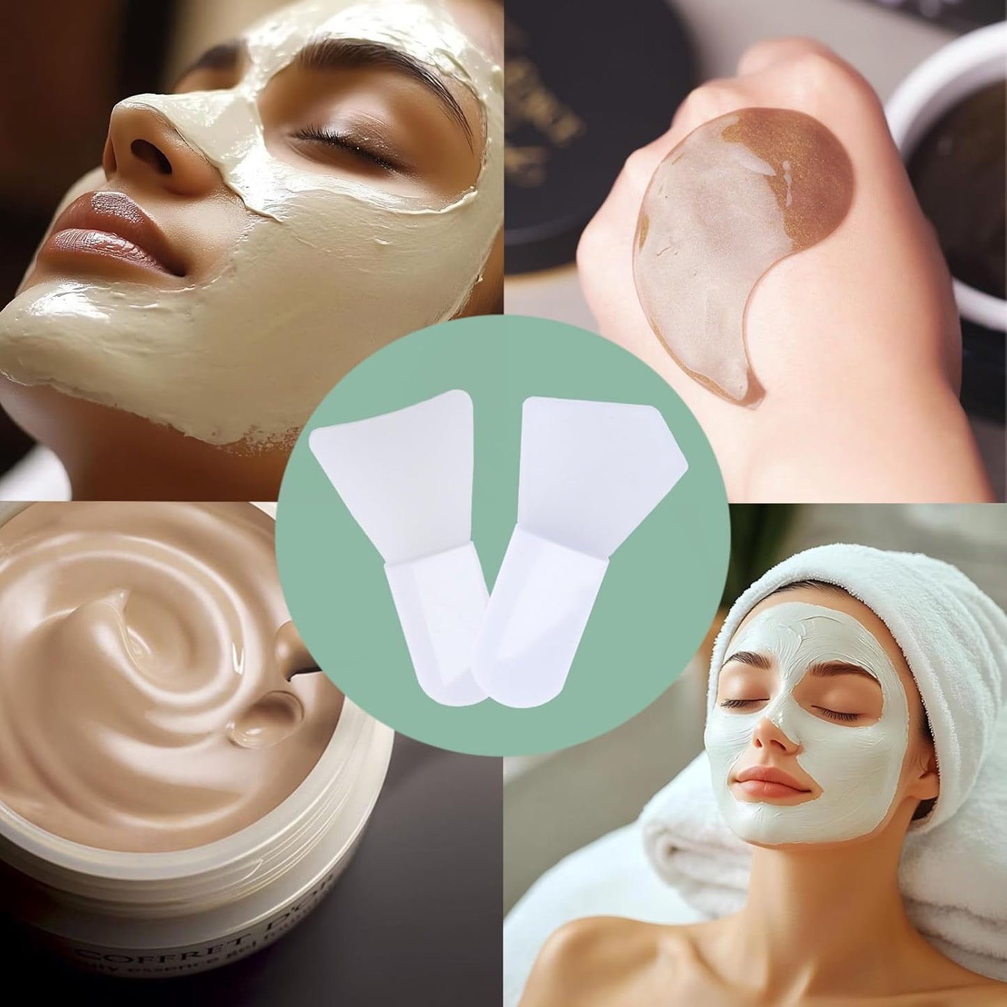 Silicone Face Mask Applicator Brush Set - 4 Pcs Portable Beauty Tools for Mud, Clay & Eye Masks | Ideal for Skincare