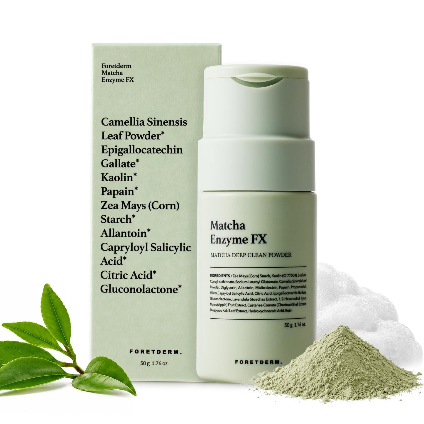 Enzyme Powder Face Wash - Gentle Powder to Foam Cleanser with Matcha & Green Tea | 1.76 Oz for Sensitive Skin