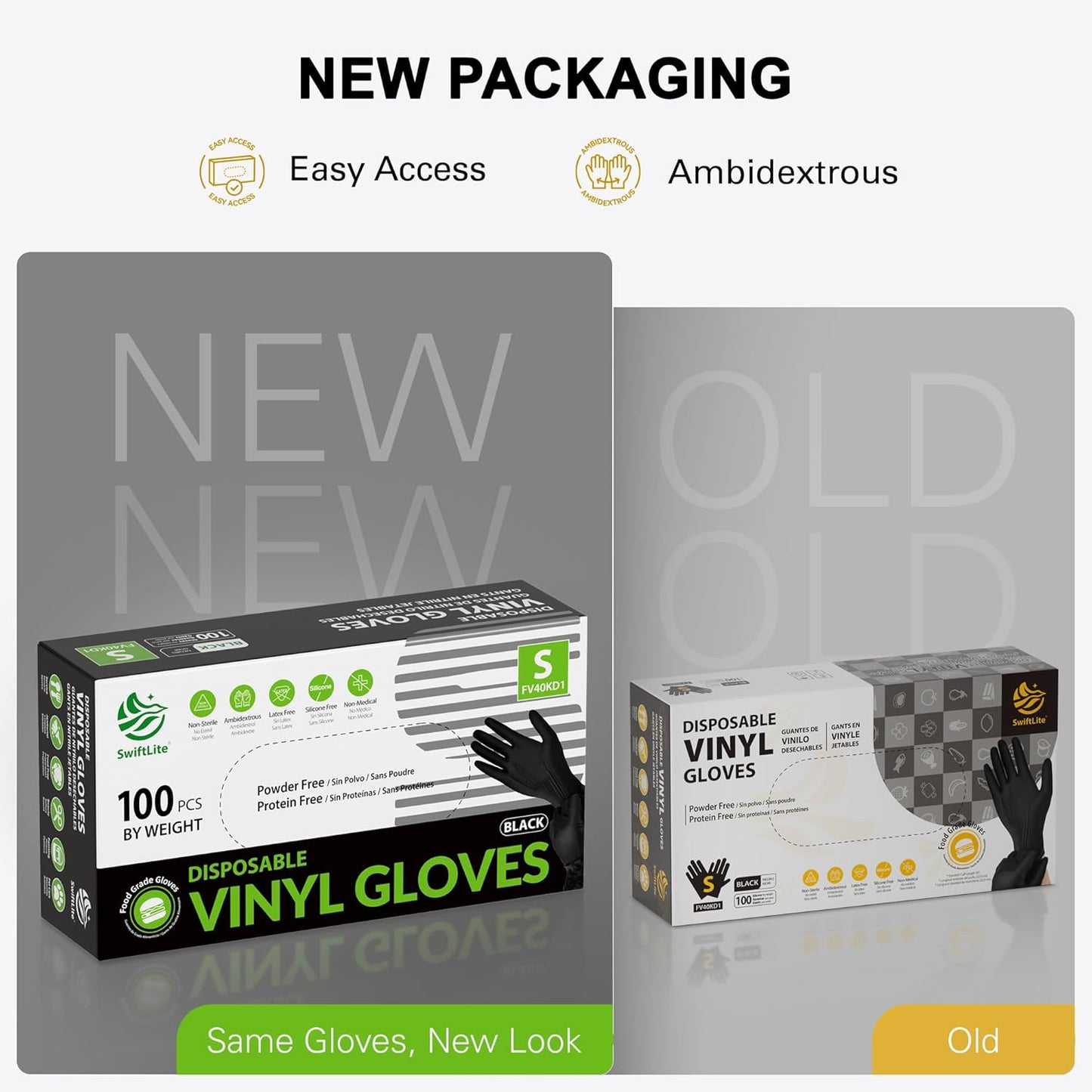 Black Vinyl Disposable Gloves - Food Grade, Latex Free & Powder Free | Ideal for Cooking & Cleaning