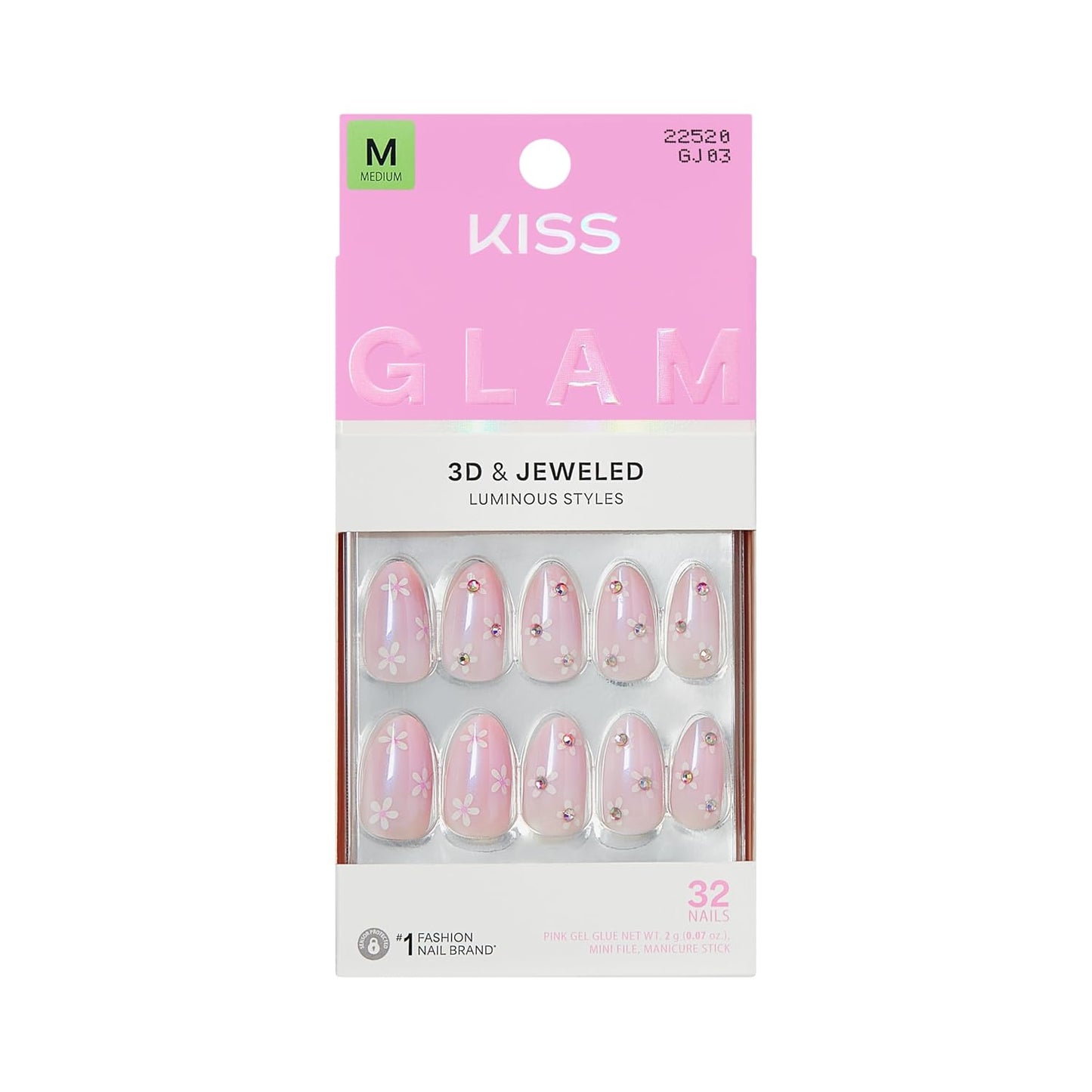 Press On Nails - Seraphic Blue Coffin Shape with Glue & Accessories | Long Size, 32 Nails Included