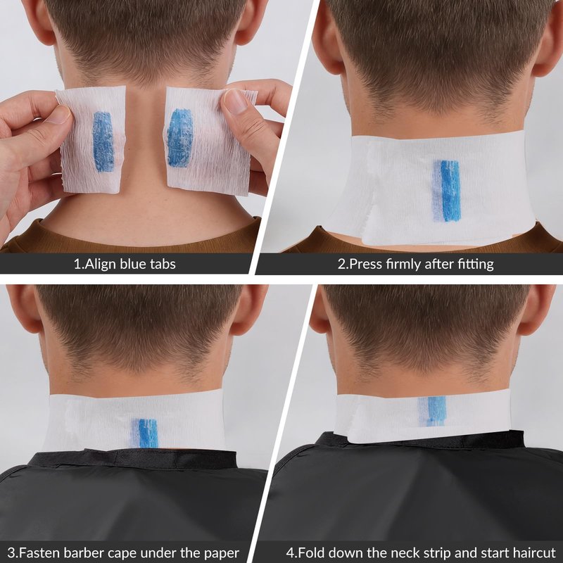 woonfond Disposable Barber Paper Neck Strips, Soft Stretchy Self-Adhesive Neck Strips for Hair Cutting, Barber Shop & Salon Supplies (12)