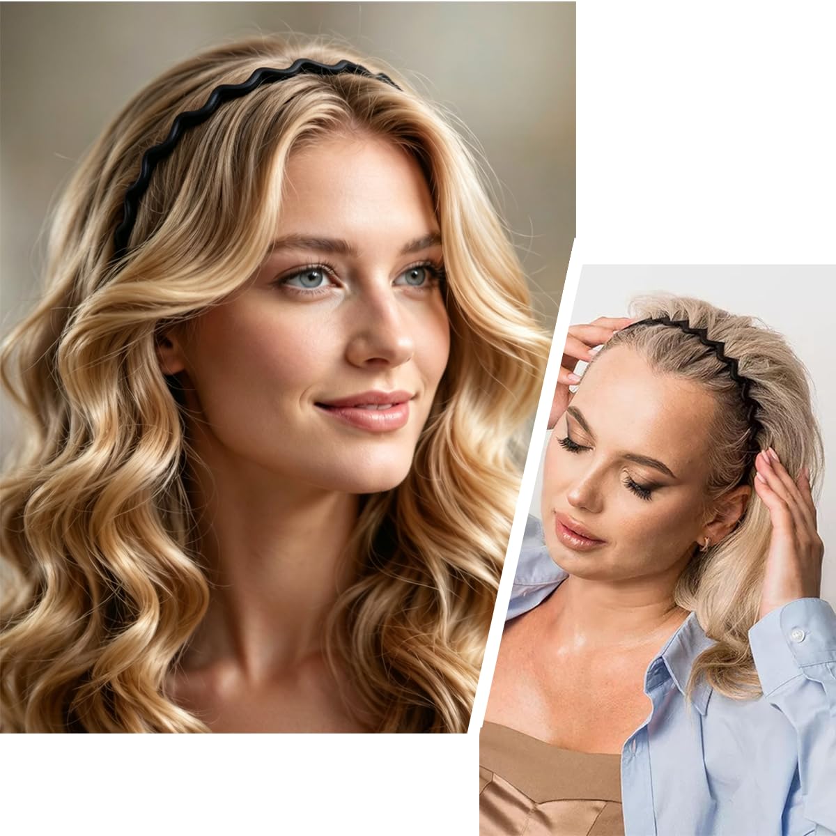 Zig Zag Headbands for Women - Non-Slip Wave Pattern Hair Bands | 6-Piece Set in Multiple Colors